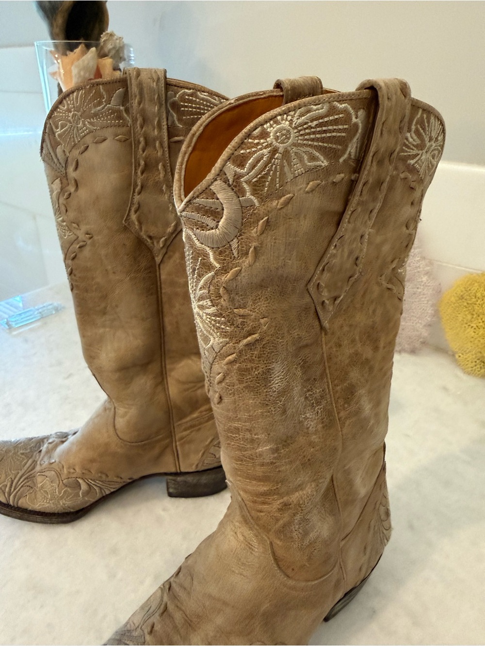 Old Gringo Taupe Embroidered Western Knee-High Boots